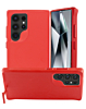 Galaxy S24 Ultra Wireless Charger Silicone Case with Metal Kickstand - RED (Only Ground Shipping)