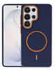 Magnetic Leather Soft Cases (WAYNE BLUE & ORANGE) for Galaxy S24 Ultra (Only Ground Shipping)