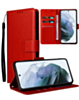Leather Wallet Case with Card Slot for Galaxy S25FE (RED) (Only Ground Shipping)