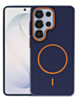 Magnetic Leather Soft Cases (WAYNE BLUE & ORANGE) for Galaxy S25 Ultra (Only Ground Shipping)
