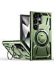 Full-Body Rugged Shockproof Case with Built-in Ring Holder - GREEN for Galaxy S25 Ultra (Only Ground Shipping)