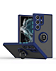 Galaxy S25 Ultra Hard PC Rear / Soft TPU Colorful Border Case with I - ring Holder - NAVT BLUE (Only Ground Shipping)