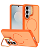 Shockproof  TPU Wireless Charging Case with Camera Stand Camera Stand -ORANGE for Galaxy S26 (Only Ground Shipping)