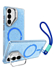 Glitter MagSafe Phone Case with Wrist Strap - BLUE for Galaxy S26 Plus (Only Ground Shipping)