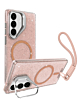 Glitter MagSafe Phone Case with Wrist Strap - PINK for Galaxy S26 Plus (Only Ground Shipping)