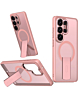 Slim Translucent  Wireless Charging Case with Folding Stand -PINK  for Galaxy S26 Ultra (Only Ground Shipping)