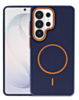 Magnetic Leather Soft Cases (WAYNE BLUE & ORANGE) for Galaxy S26 Ultra (Only Ground Shipping)