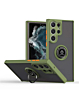 Hard PC Rear Colorful Border Case with Ring Holder - NAVY GREEN for Galaxy S26 Ultra  (Only Ground Shipping)