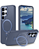 Galaxy S26 Ultra Carbon Wireless Charging Case with Ring Stand - DARK BLUE (Only Ground Shipping)