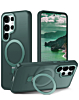 Galaxy S26 Ultra Carbon Wireless Charging Case with Ring Stand - GREEN (Only Ground Shipping)