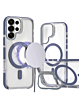Thin Magnetic Clear Case with Camera Stand Kickstand -BLUE  for Galaxy S26 Ultra (Only Ground Shipping)