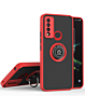 Hard PC Rear / Soft TPU Colorful Border Case with I-ring Holder - RED for TCL 30 XE (Only Ground Shipping)