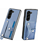 Carbon Fiber Texture Card Slot Wrist Strap Holder Case - BLUE for Galaxy Z Fold 6 (Only Ground Shipping)