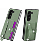 Galaxy Z Fold 6 Carbon Fiber Texture Card Slot Wrist Strap Holder Case - GREEN (Only Ground Shipping)