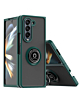 Galaxy Z Fold 6 Hard PC Rear / Soft TPU Colorful Border Case with I - ring Holder - DARK GREEN (Only Ground Shipping)