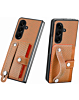 Galaxy Z Fold 7 Carbon Fiber Texture Card Slot Wrist Strap Holder Case - BROWN (Only Ground Shipping)