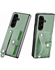 Galaxy Z Fold 7 Carbon Fiber Texture Card Slot Wrist Strap Holder Case - GREEN (Only Ground Shipping)