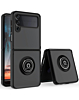 Galaxy Z Flip 3 Hard PC Rear / Soft TPU Colorful Border Case with I - ring Holder - BLACK (Only Ground Shipping)