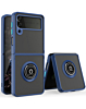 Galaxy Z Flip 3 Hard PC Rear / Soft TPU Colorful Border Case with I - ring Holder - NAVY BLUE (Only Ground Shipping)