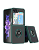 Hard PC Rear / Soft TPU Colorful Border Case with I - ring Holder for Galaxy Z Flip 6 / Z Flip 7 FE - DARK GREEN (Only Ground Shipping)
