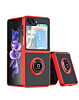 Hard PC Rear / Soft TPU Colorful Border Case with I - ring Holder for Galaxy Z Flip 6 / Z Flip 7 FE - RED (Only Ground Shipping)