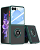 Galaxy Z Flip 7 Hard PC Rear / Soft TPU Colorful Border Case with I - ring Holder - DARK GREEN (Only Ground Shipping)
