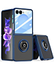 Galaxy Z Flip 7 Hard PC Rear / Soft TPU Colorful Border Case with I - ring Holder - NAVY BLUE (Only Ground Shipping)