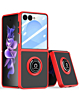 Galaxy Z Flip 7 Hard PC Rear / Soft TPU Colorful Border Case with I - ring Holder - RED (Only Ground Shipping)