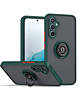 Galaxy A15 Hard PC Rear / Soft TPU Colorful Border Case with I-ring Holder - DARK GREEN (Only Ground Shipping)