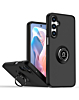 Hard PC Rear / Soft TPU Colorful Border Case with I-ring Holder - BLACK for Galaxy A16 (Only Ground Shipping)