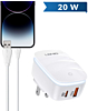 LDNIO A2425C QC3.0+PD Lamp USB A+C Wall Charger with USB A-L Non-MFI Cable (3ft) (20W) (Only Ground Shipping)