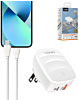 LDNIO A2425C QC3.0+PD Lamp USB A+C Wall Charger with USB C-L Non-MFI Cable (3ft) (20W) (Only Ground Shipping)