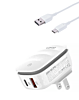 LDNIO A2425C QC3.0+PD Lamp USB A+C Wall Charger with USB A-C Cable (3ft) (20W) (Only Ground Shipping)
