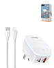 LDNIO A2425C QC3.0+PD Lamp USB A+C Wall Charger with USB C-L Non-MFI Cable (3ft) (20W) (Only Ground Shipping)