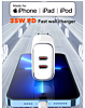 LDNIO A2528C Dual USB C Wall Charger with USB C-L MFI Cable (3ft) (35W) (Only Ground Shipping)