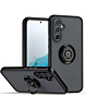 Galaxy A35 5G Hard PC Rear / Soft TPU Colorful Border Case with I-ring Holder - BLACK (Only Ground Shipping)