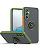 Galaxy A35 5G Hard PC Rear / Soft TPU Colorful Border Case with I-ring Holder - NAVY GREEN (Only Ground Shipping)