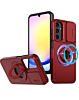 Ring Stand Case & Camera Lens Sliding Cover - RED for Galaxy A55 5G (Only Ground Shipping)