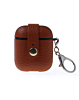 AirPods 1/2 Hard Leather Case with Metal Hook - BROWN (Only Ground Shipping)