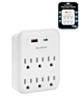 Brookstone 6-Port Outlets Chargers , 1 USB-C , 1 USB-A (WHITE) (Only Ground Shipping)