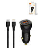 LDNIO C103 PD QC4.0 Dual USB A+C Car Charger with USB C-L Non-MFI Cable (3ft) (60W) (Only Ground Shipping)