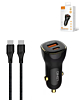 LDNIO C103 PD QC4.0 Dual USB A+C Car Charger with USB C-C Cable (3ft) (60W) (Only Ground Shipping)