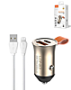 LDNIO C509Q PD QC4.0 Dual USB A+C Car Charger with USB A-L Non-MFI Cable (3ft) (18W) (Only Ground Shipping)