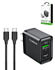 Esoulk PD&QC Wall Charger with C-C USB Cable (5ft) (30W) (BLACK) (Only Ground Shipping)