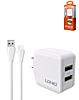 LDNIO A2201 Dual USB-A Wall Charger (5V/3.4A) with USB A-L Cable (3ft) (17W) (Only Ground Shipping)