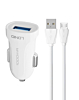LDNIO C17 1A USB-A Car Charger with USB-M Cable (WHITE) (3ft) (24W) (Only Ground Shipping)