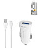 LDNIO C17 1A USB-A Car Charger with USB-M Cable (WHITE) (3ft) (24W) (Only Ground Shipping)