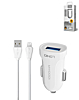 LDNIO C17 1A USB-A Car Charger with USB-L Non-MFI Cable (WHITE) (3ft) (10W) (Only Ground Shipping)