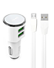 LDNIO C29 3.4A Dual USB-A Car Charger with USB A-M Cable (RED) (3ft) (17W) (Only Ground Shipping)