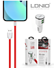 LDNIO C29 3.4A Dual USB-A Car Charger with USB A-M Cable (RED) (3ft) (17W) (Only Ground Shipping)